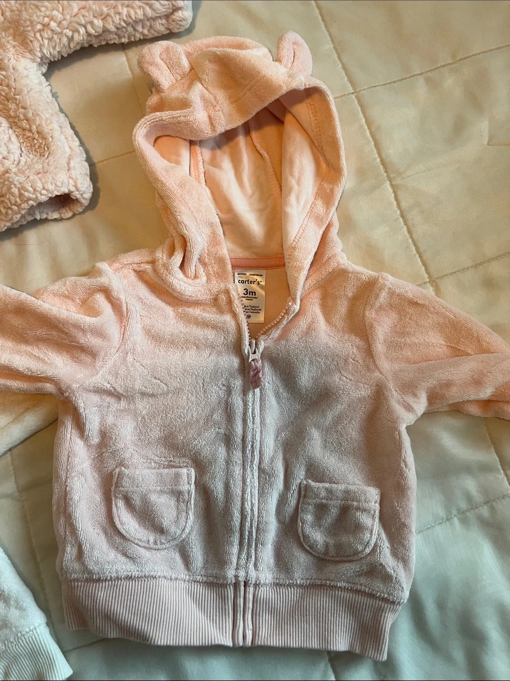 Carter's Soft Hooded Baby Jackets in Pink & White - 3 Pack Look
